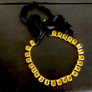 J Crew gold stone ribbon-tie necklace